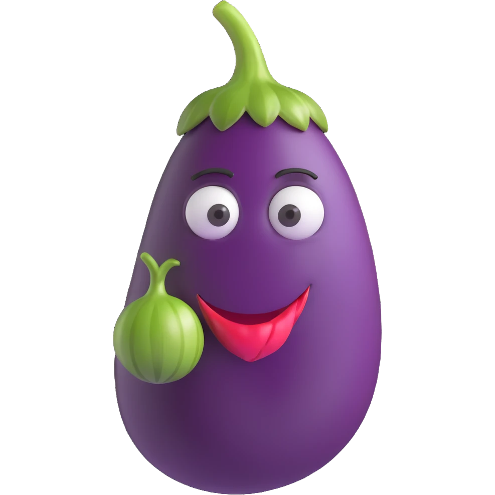 tired face with droopy eyes holding eggplant to mouth emoji
