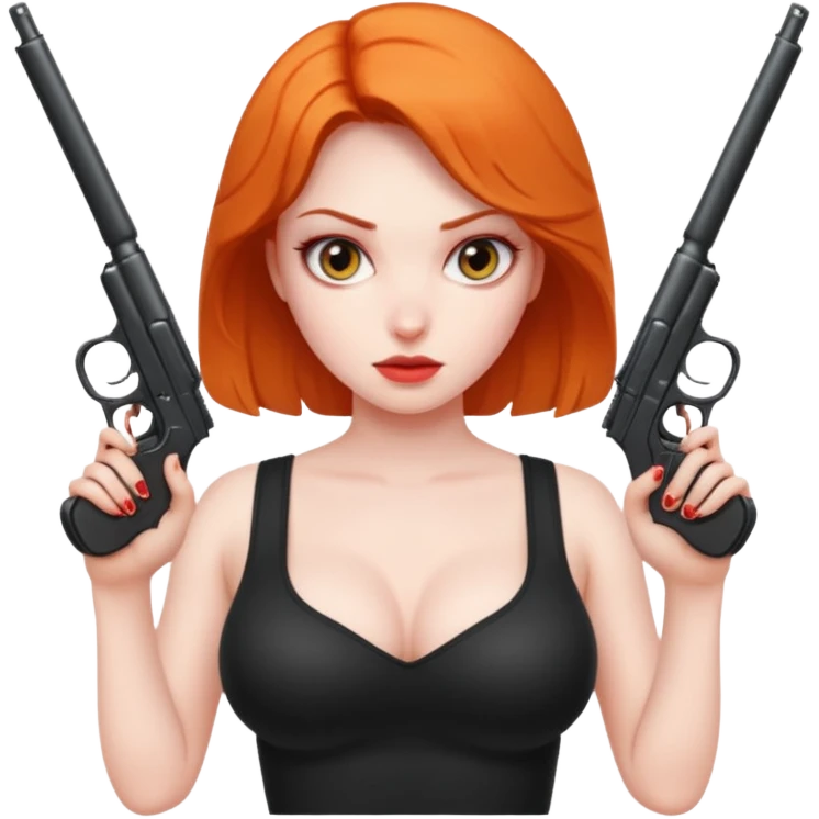 Woman with guns for boobs emoji