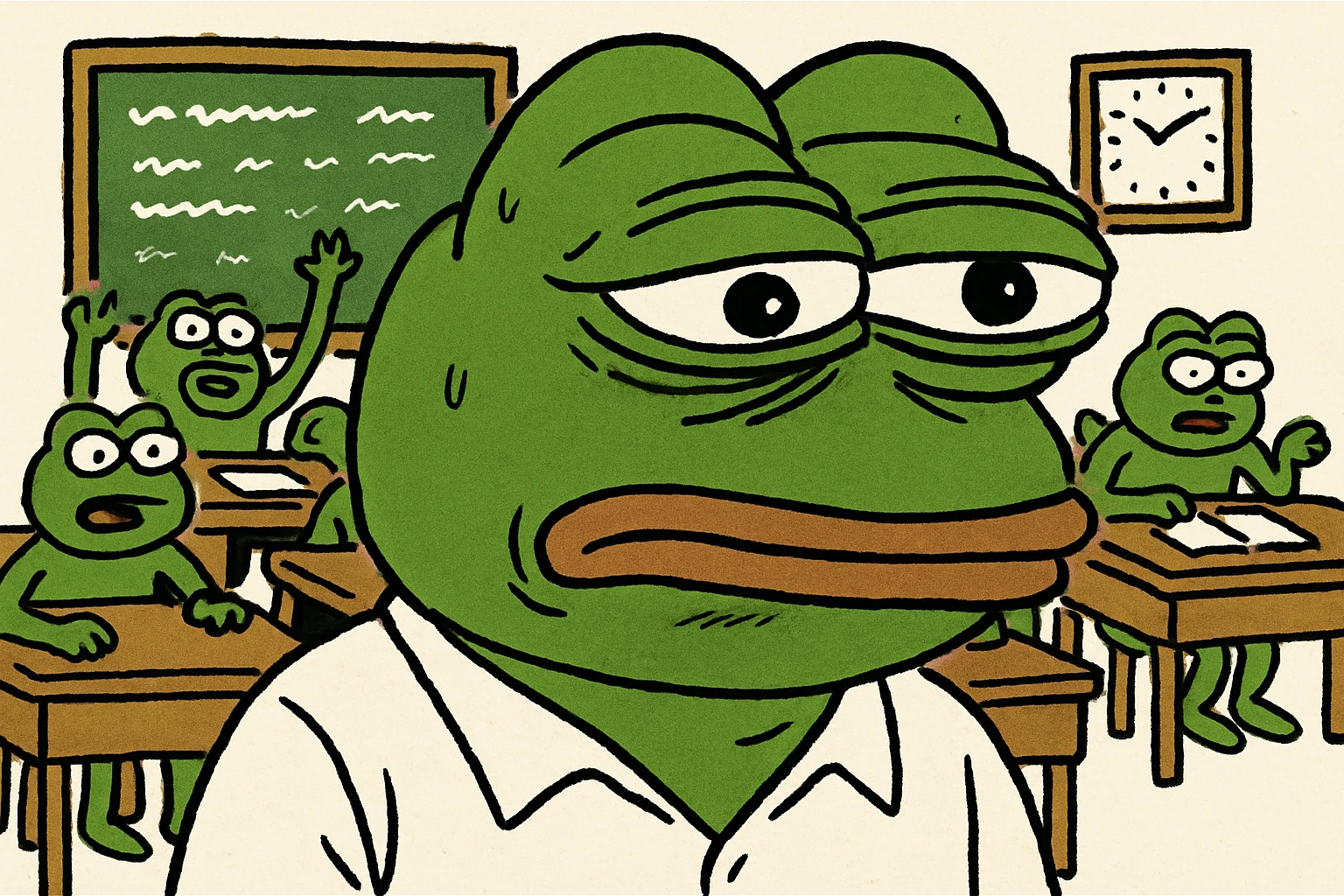 exhausted teacher in a bustling classroom emoji
