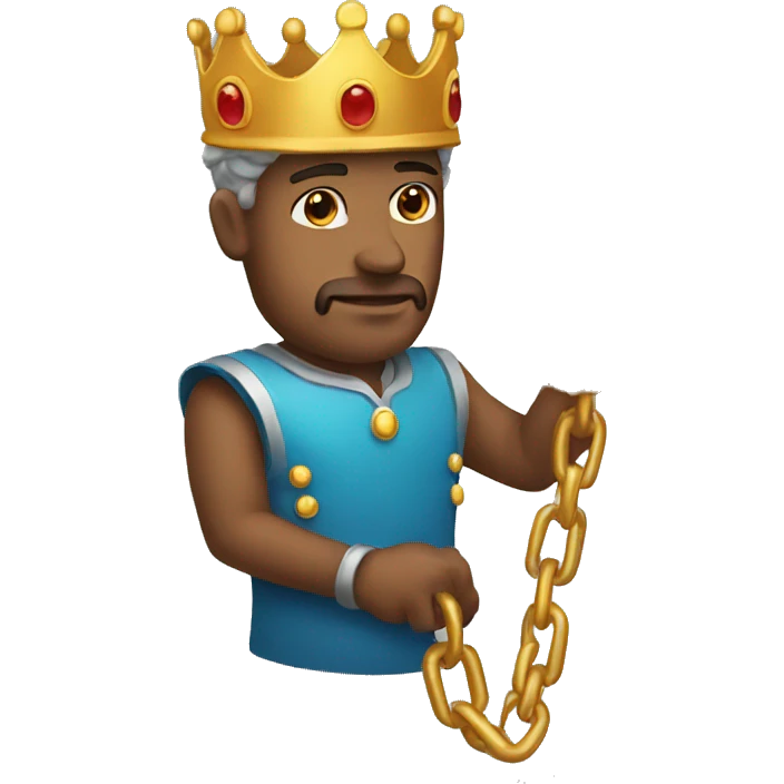 Man with crown holding chains emoji
