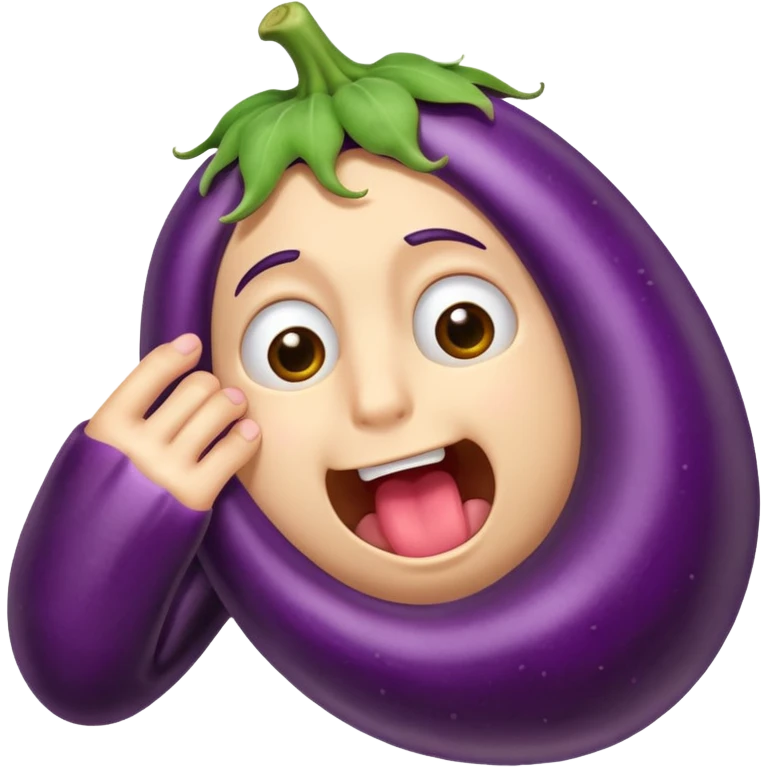 Eggplant with anxiety, pulling out his hair and biting his nails ￼ emoji