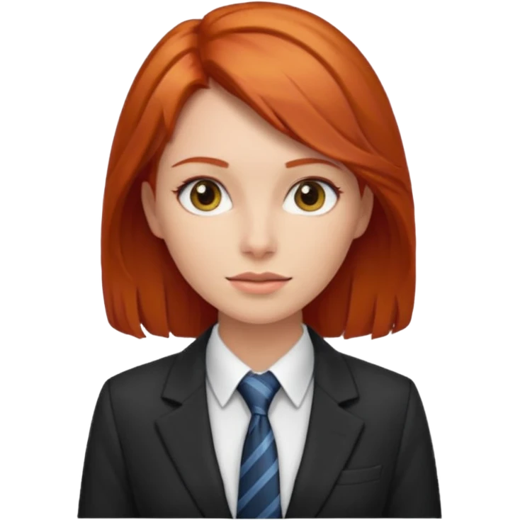 red haired woman with tie and blazer emoji