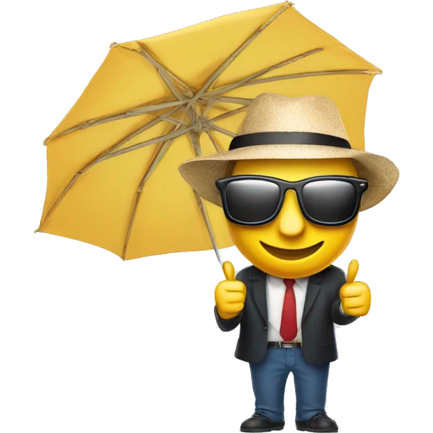 smiling thumbs up with sunglasses and a parasol emoji