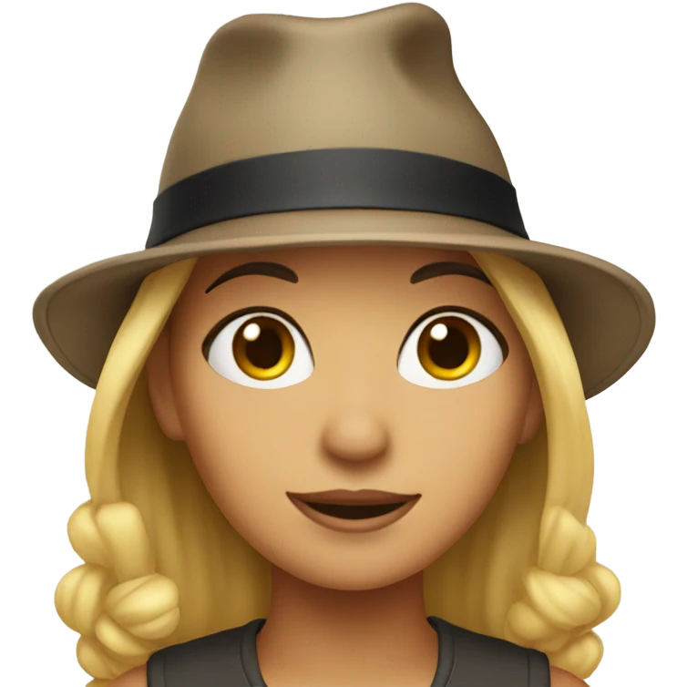 Ashley wearing hat emoji