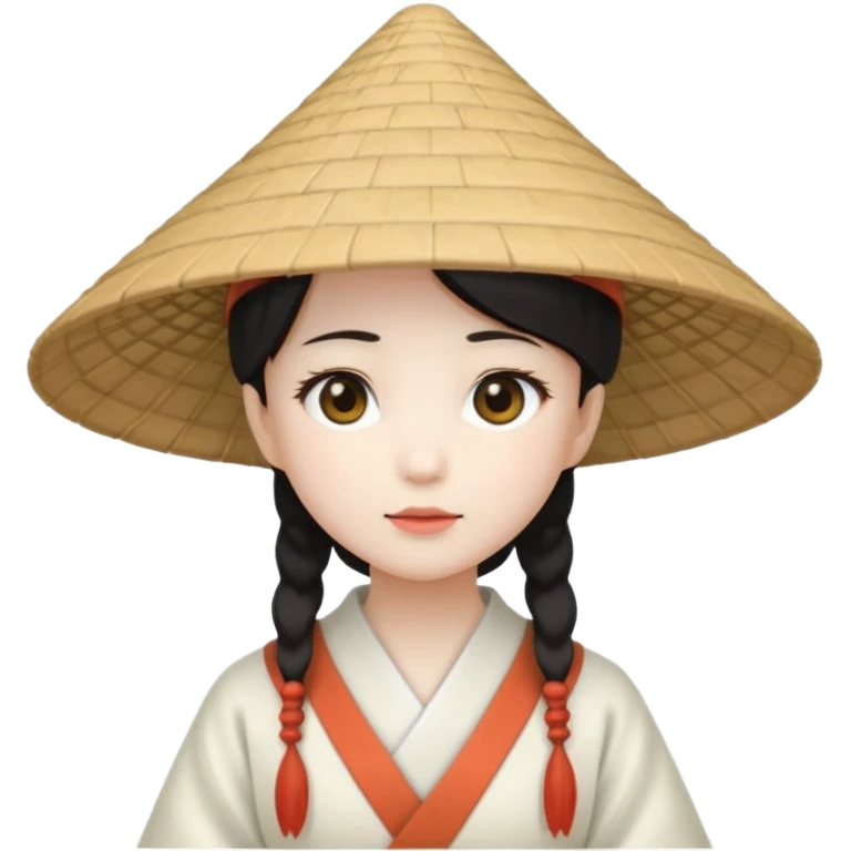 ancient japanese girl with conical hat, white emoji