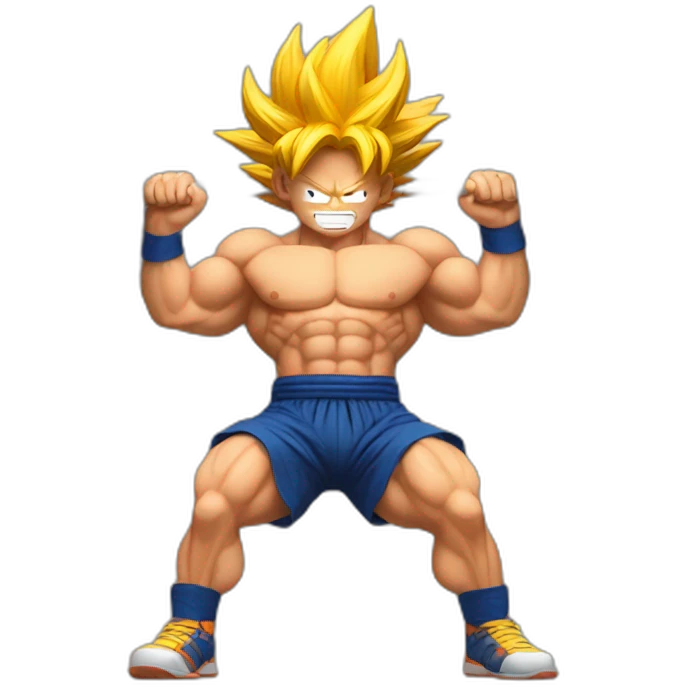 Goku lifting weights emoji