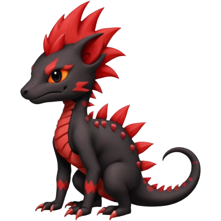 Fiery gothic evil black and red salandit-Liten-torracat with a red Mohawk  emoji