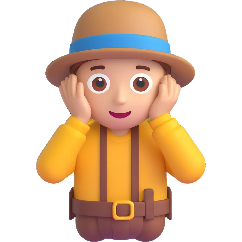 boy wearing a hat, 3D emoji style emoji