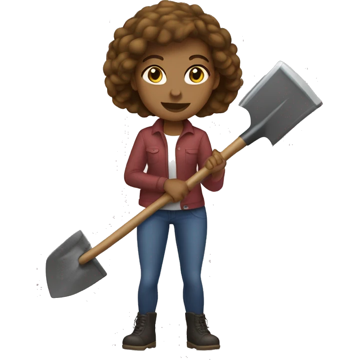 Woman light skin brown hair holds a big shovel emoji