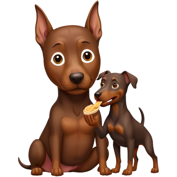 Brown doberman eating bald man emoji