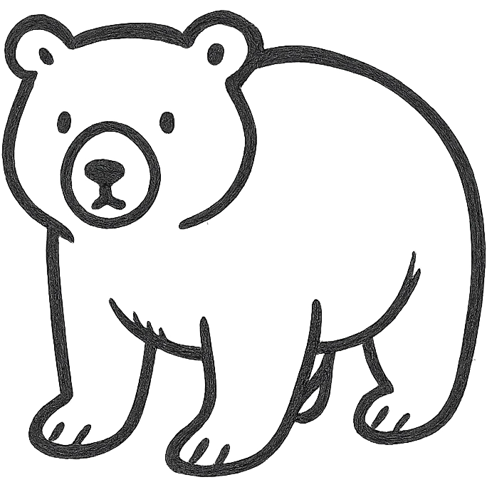bear, sketchy and playful, hand drawn outline icon style emoji