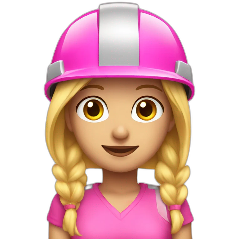 blonde girl in a pink construction material helmet emoji