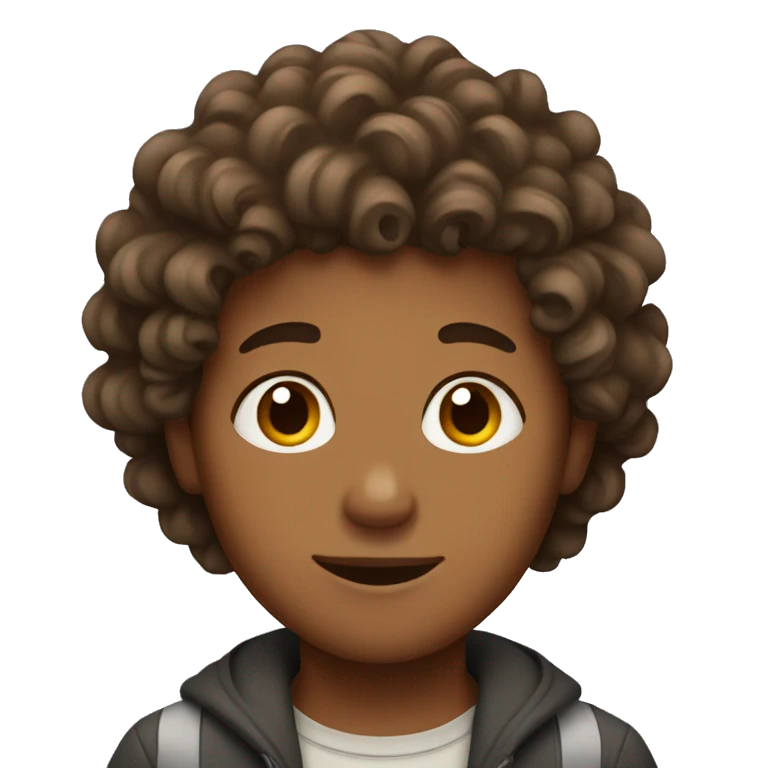 Brown boy with curly hair emoji