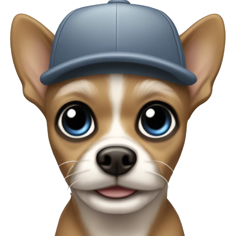 Old man with ‘blue eyes’ goatee beard ball cap holding black long haired chihuahua emoji