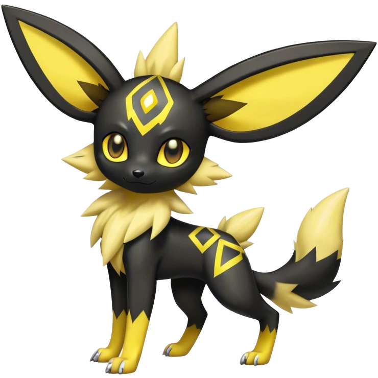 Shiny Cool Umbreon-Jolteon-Fakemon-hybrid-fusion- full body emoji
