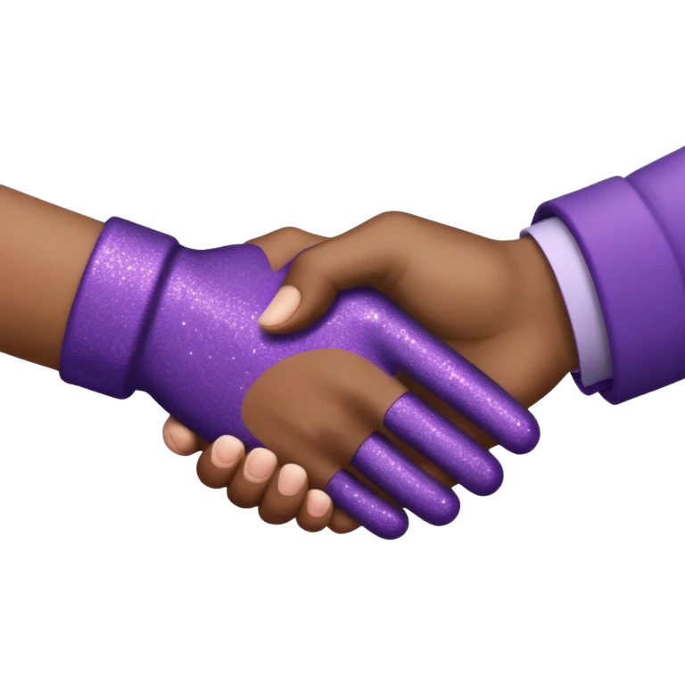 Glitter Purple and Cian handshake emoji