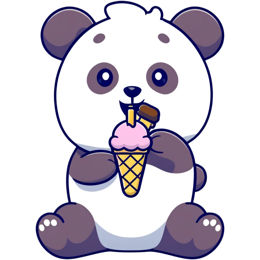 Panda eating ice cream emoji