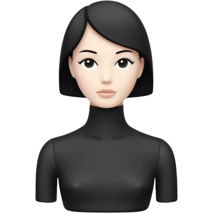 Minimalistic flat vector icon, iOS style, thin black contour on white background. Matte black mannequin in front of in 3D monochrome style. emoji