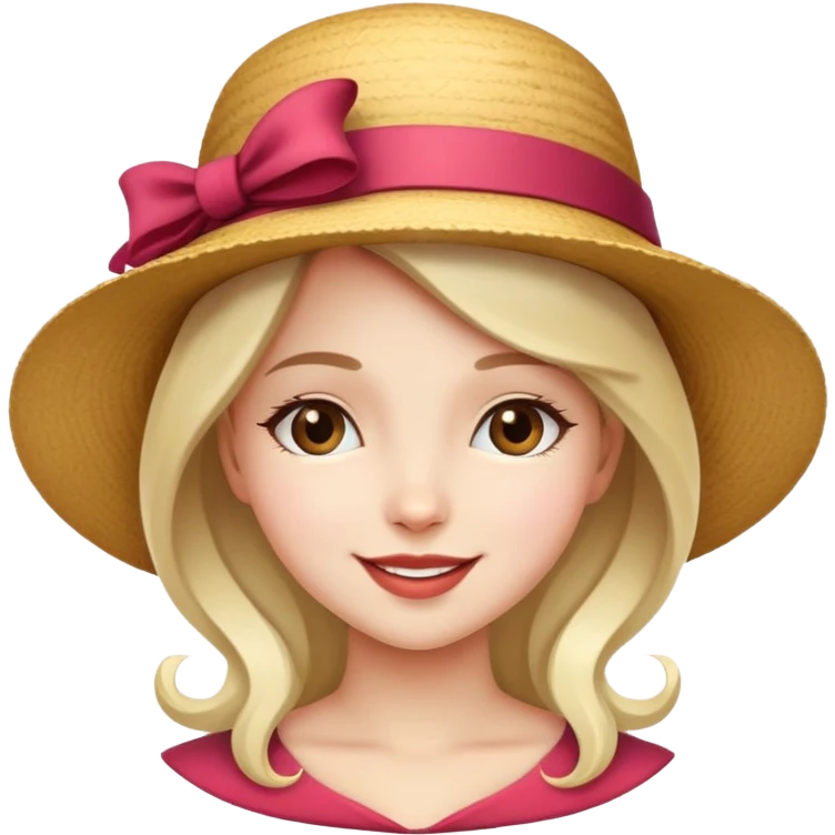 girl with a fancy hat, cheerful expression emoji