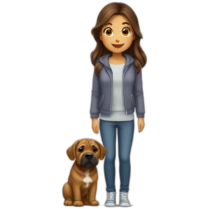 Fille brune avec un sharpei emoji