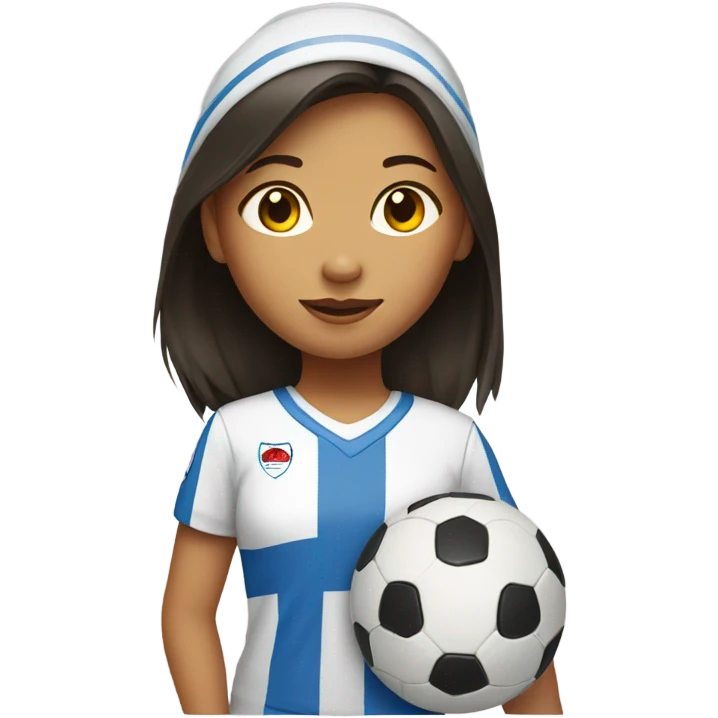 Filipino girl with a cast playing soccer emoji