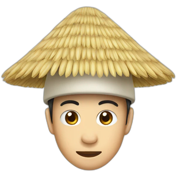 asian rice hat on monkey emoji
