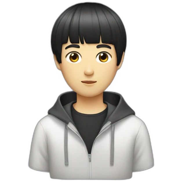 Japanese-guy-black-hair-bowl-cut emoji