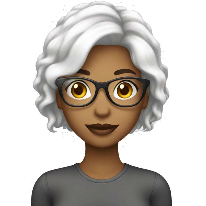 mulher cabelo liso branco e oculos emoji