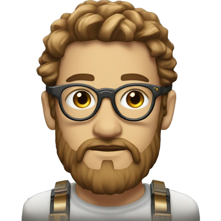 Make cyborg, light brown hair, light brown beard, steampunk glasses, circuits, wires  emoji