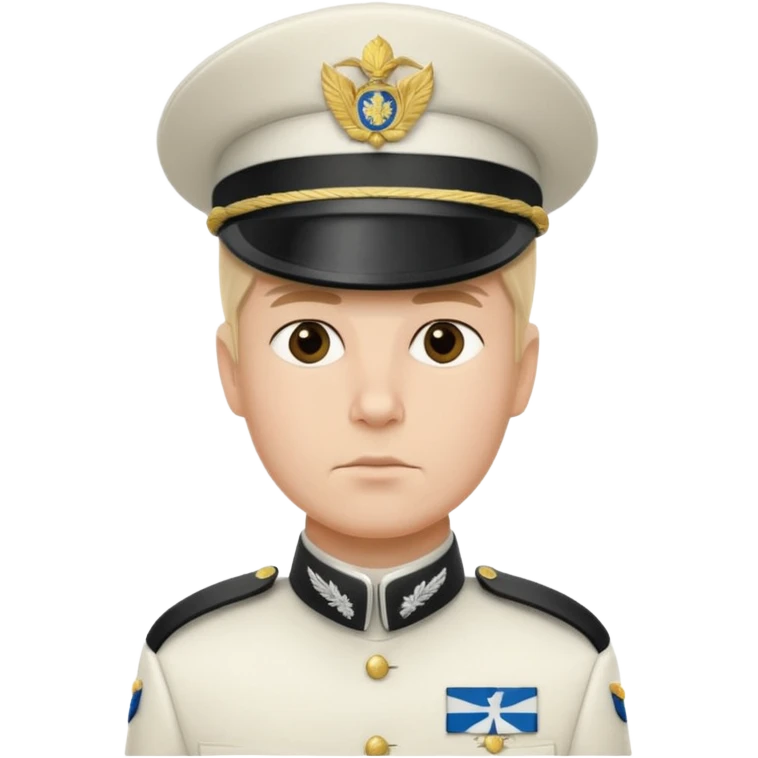 a serious realistic Finnish soldier in a white military uniform emoji
