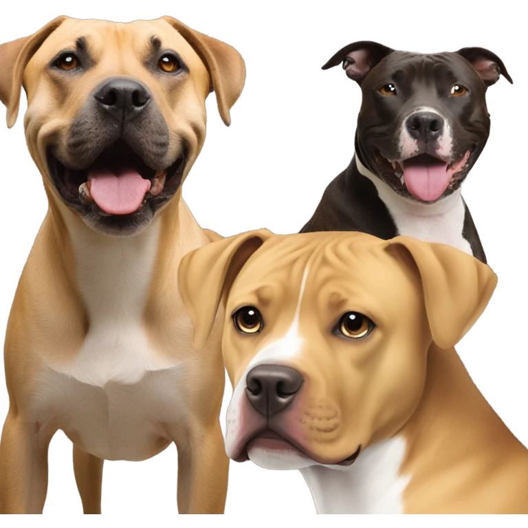 Black mouth cur next to black and white smiling pit bull emoji