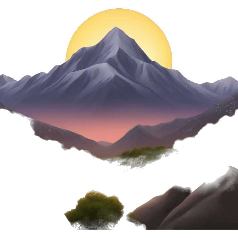 A mountain and a sunset emoji