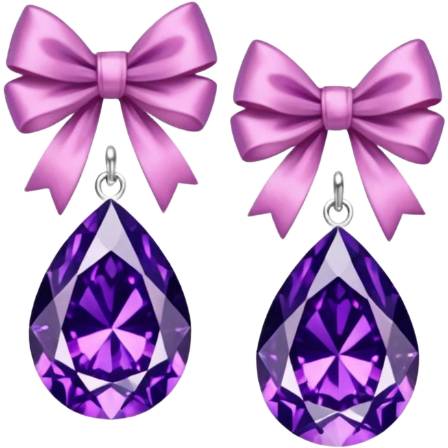 purple diamond earrings with a pink bow emoji