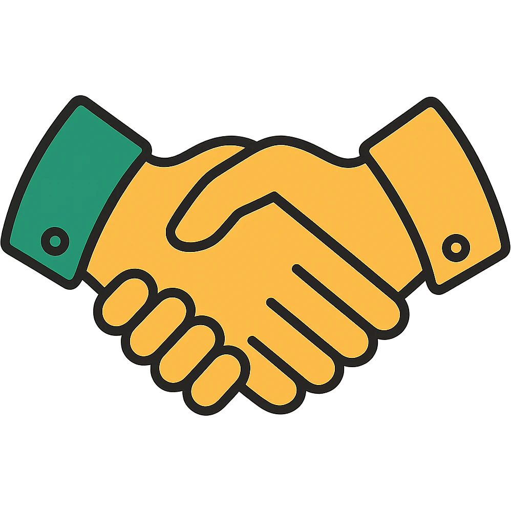handshake emoji, professional style, green white and gold color scheme, classic look, elegant lines, decorative details, no background emoji