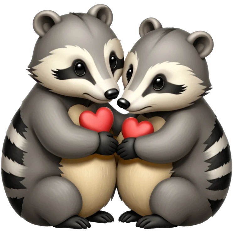 Two badgers hugging for comfort emoji