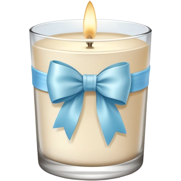 light beige scented candle in glass with a light blue bow





 emoji