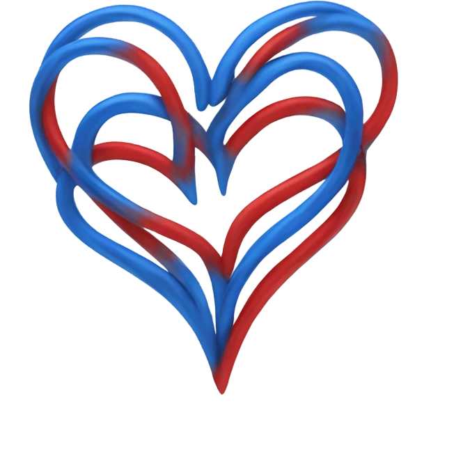 red and blue love emoji