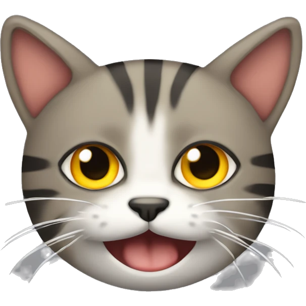 Gato con rayas y ojos amarillos, sacando la lengua emoji