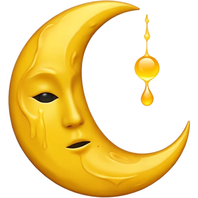 Melting waning crescent moon without any face and should in yellow colour remove the circle thing in bw emoji