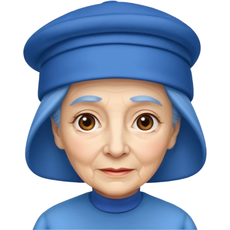 elderly woman with blue hat emoji