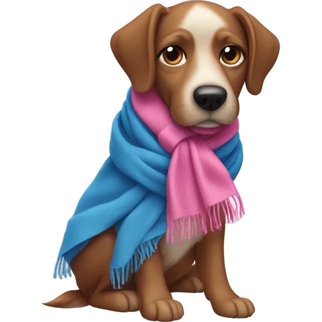 Dog with blue scarf and pink nails emoji