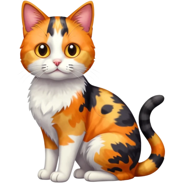 full body anxious looking colourful patchy calico tabby cat emoji