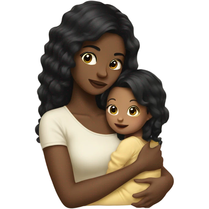 black hair  holding blonde baby emoji