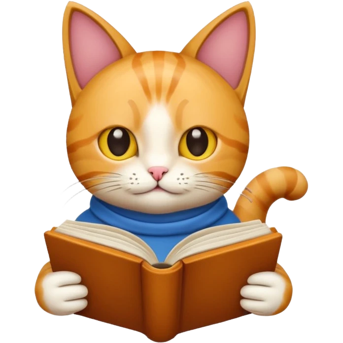 Cat reading book emoji