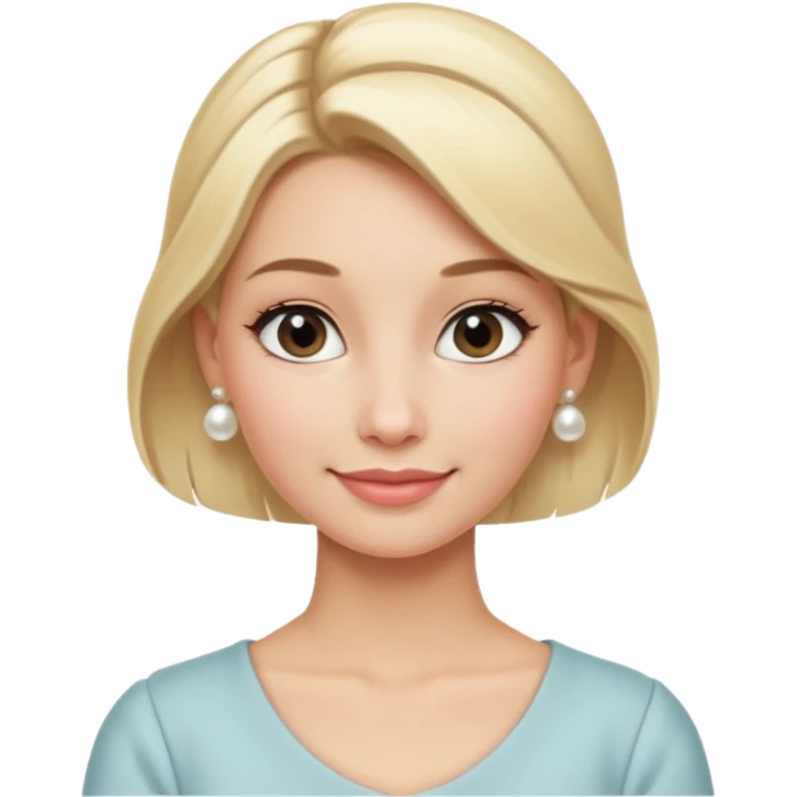 Blonde Women with Bun, Elegant Lady – blonde hair in neat low bun, pearl earrings, gentle smile.
 emoji