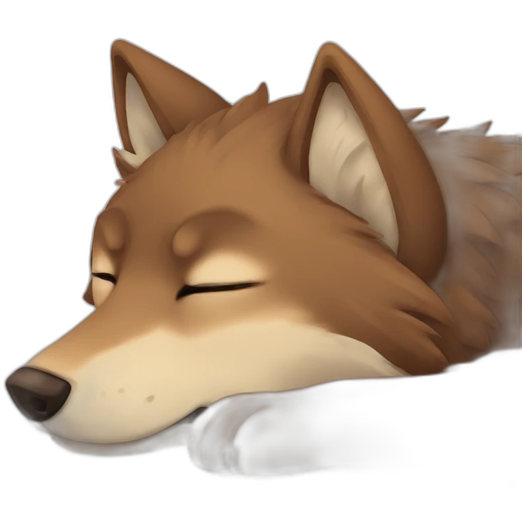 Brown cute Wolf furry sleeping emoji