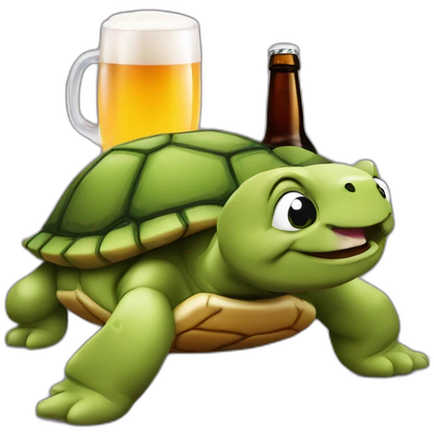 Chat sur une tortue qui boit une bière emoji