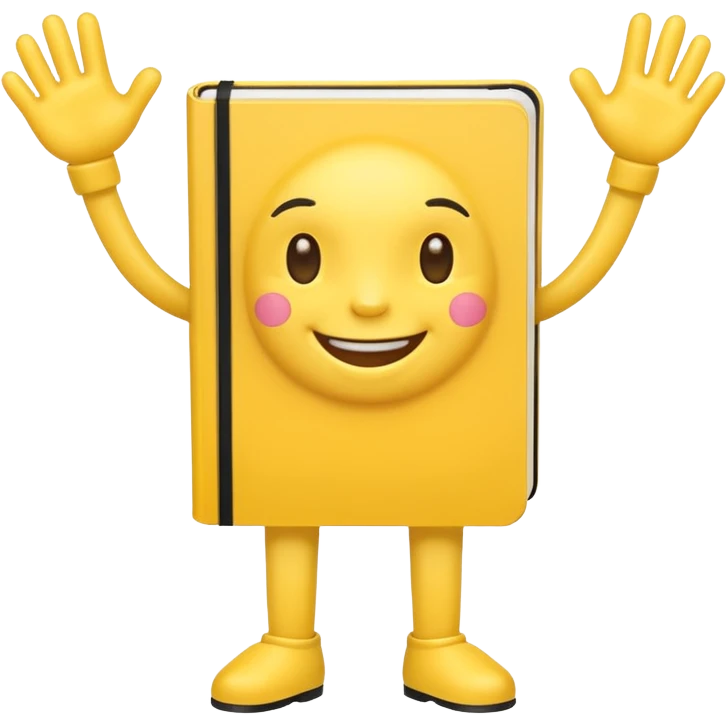 Cute notebook with arms and legs (smiling) emoji