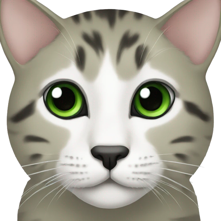 cat kornish Rex white with black nose and dark green eyes emoji