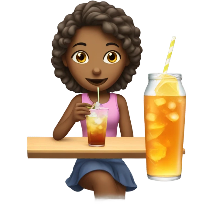 A girl eating ice tea emoji